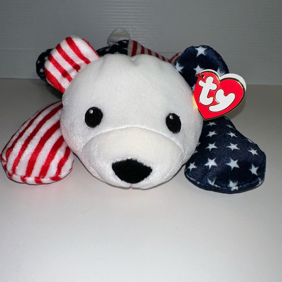 Ty "Sparkler Bear" Plush Pillow Pals 14" Red White Blue Patriotic Stuffed Teddy - Picture 2 of 16